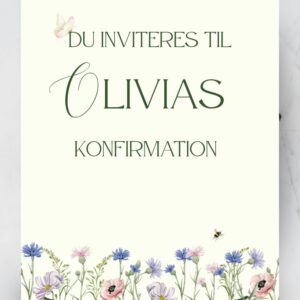 Olivia - simple blomster konfirmationsinvitation